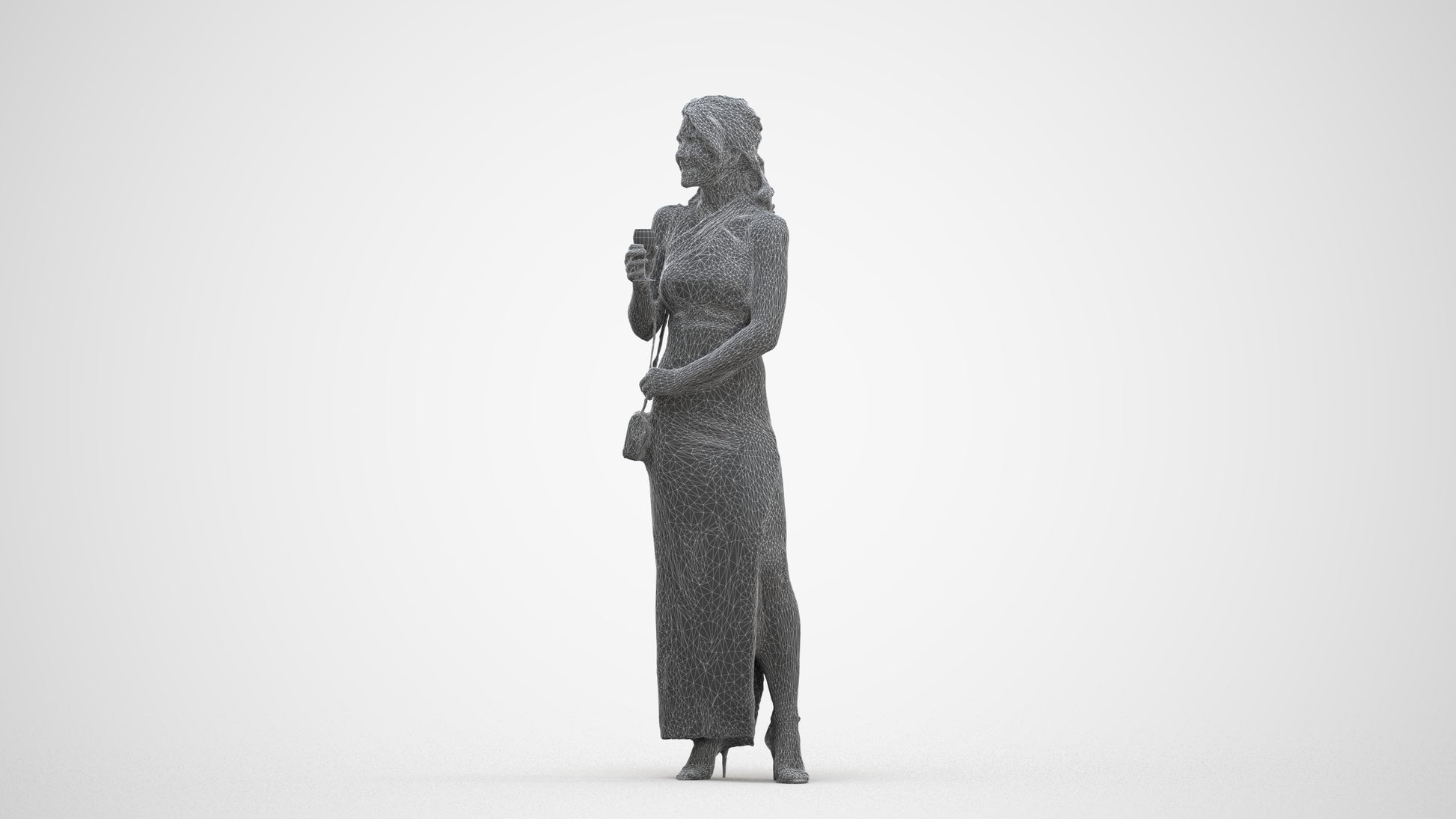 realistic 3D woman formal formalaffairs, scanned archviz people for Blender and 3ds Max, three-quarter front view render