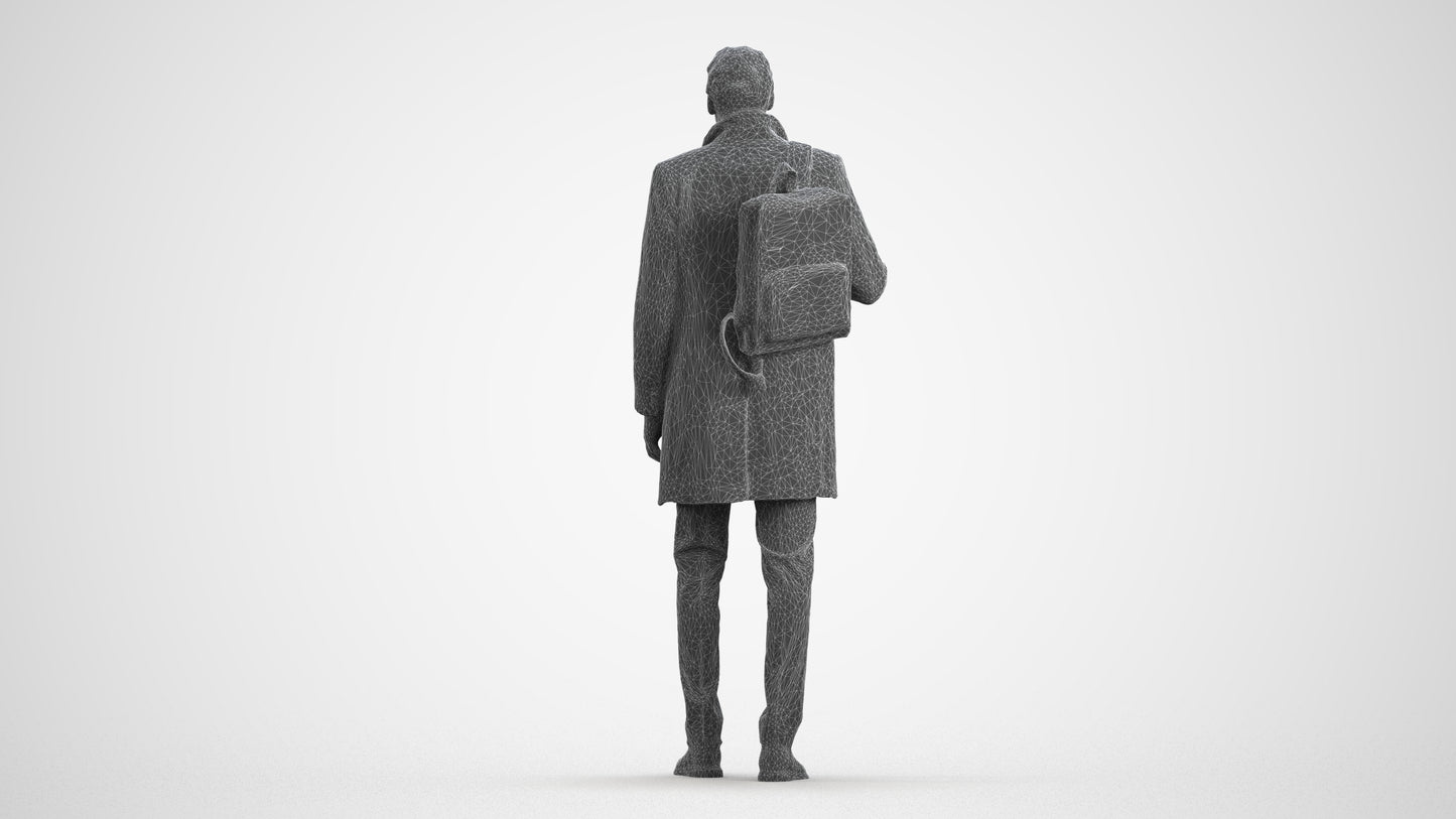photogrammetry 3D man business, realistic human model archviz FBX, wireframe front view