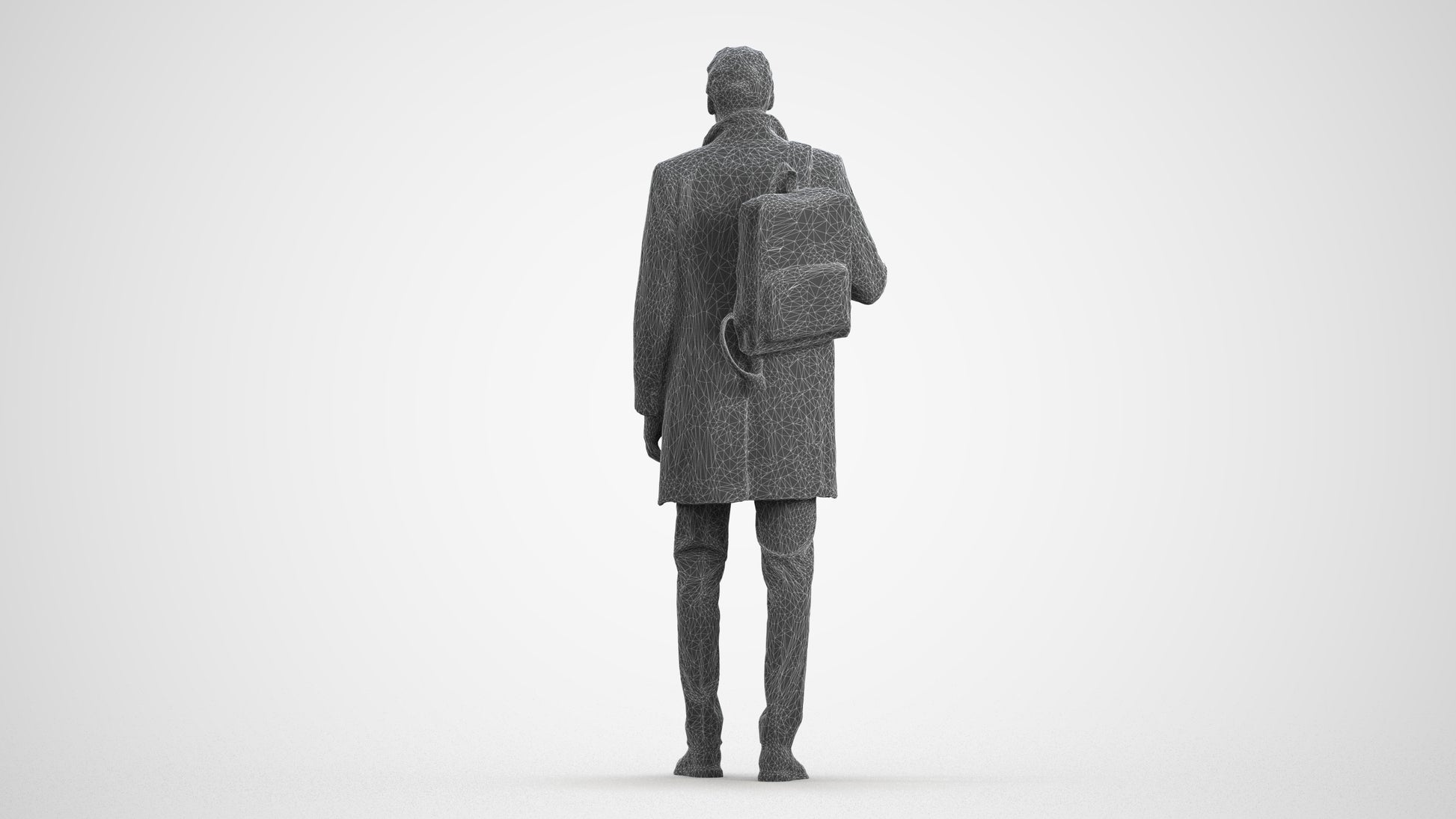 photogrammetry 3D man business, realistic human model archviz FBX, wireframe front view