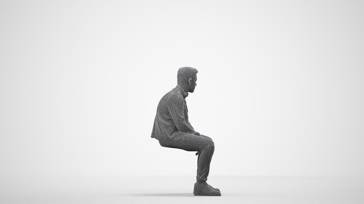 3D scanned boy kids casual, photorealistic archviz people for Enscape and SketchUp, wireframe side view