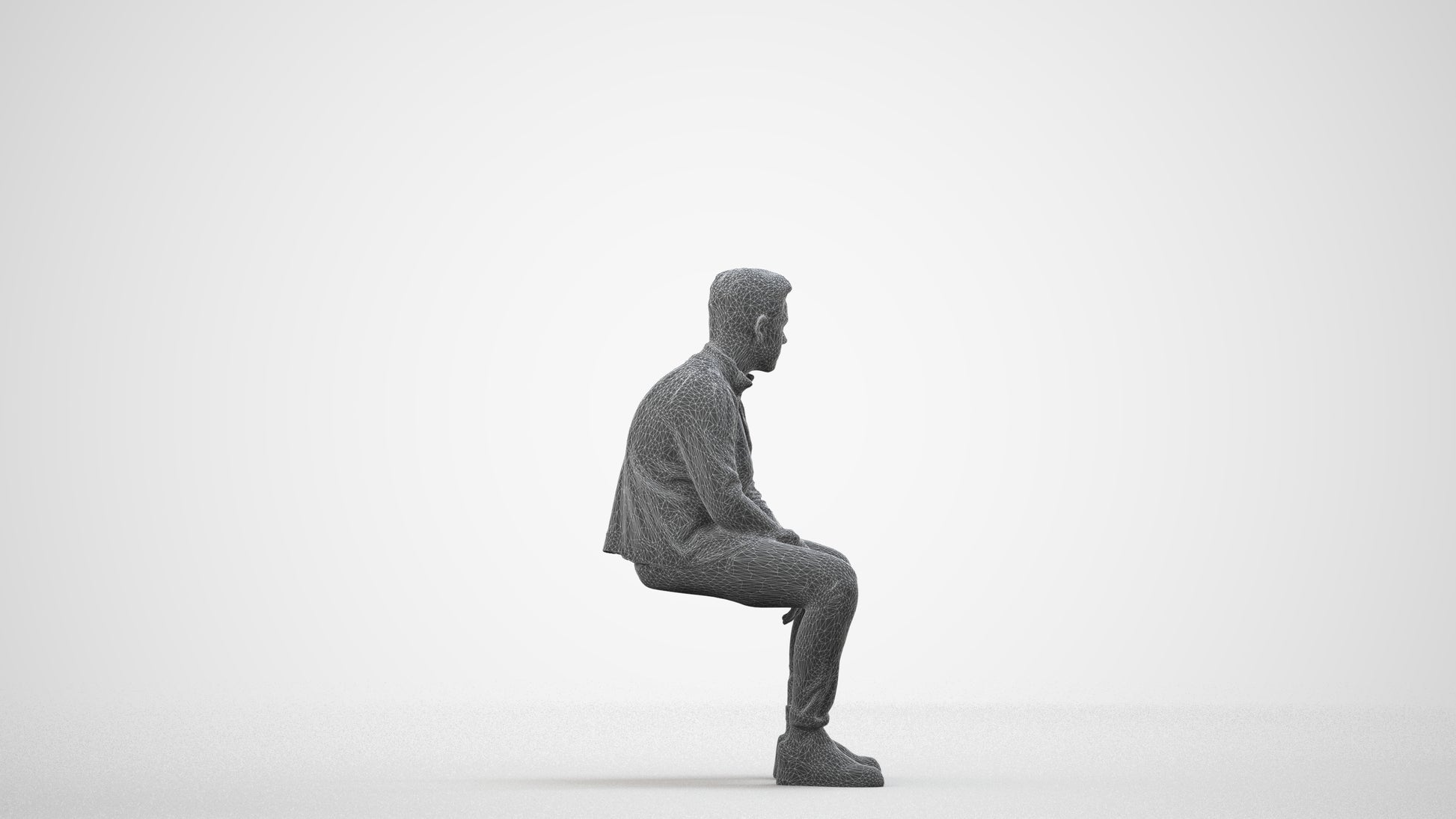 3D scanned boy kids casual, photorealistic archviz people for Enscape and SketchUp, wireframe side view