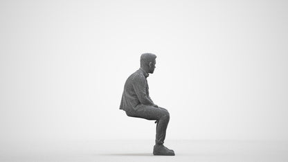 3D scanned boy kids casual, photorealistic archviz people for Enscape and SketchUp, wireframe side view