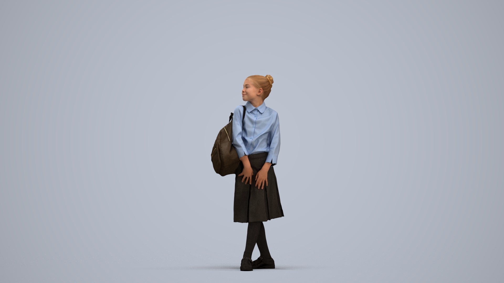 3D people model girl kids, scanned human for 3ds Max rendering, standing pose render