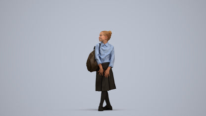 3D people model girl kids, scanned human for 3ds Max rendering, standing pose render