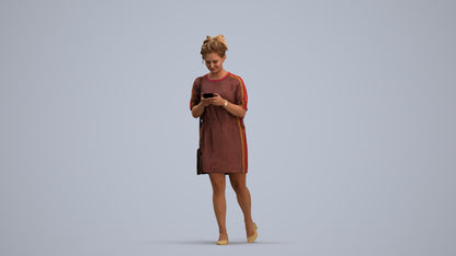 realistic 3D human woman casual walking, archviz people FBX OBJ for Blender, standing pose render