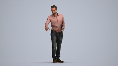 3D people model man casual formal, scanned human for 3ds Max rendering, standing pose render