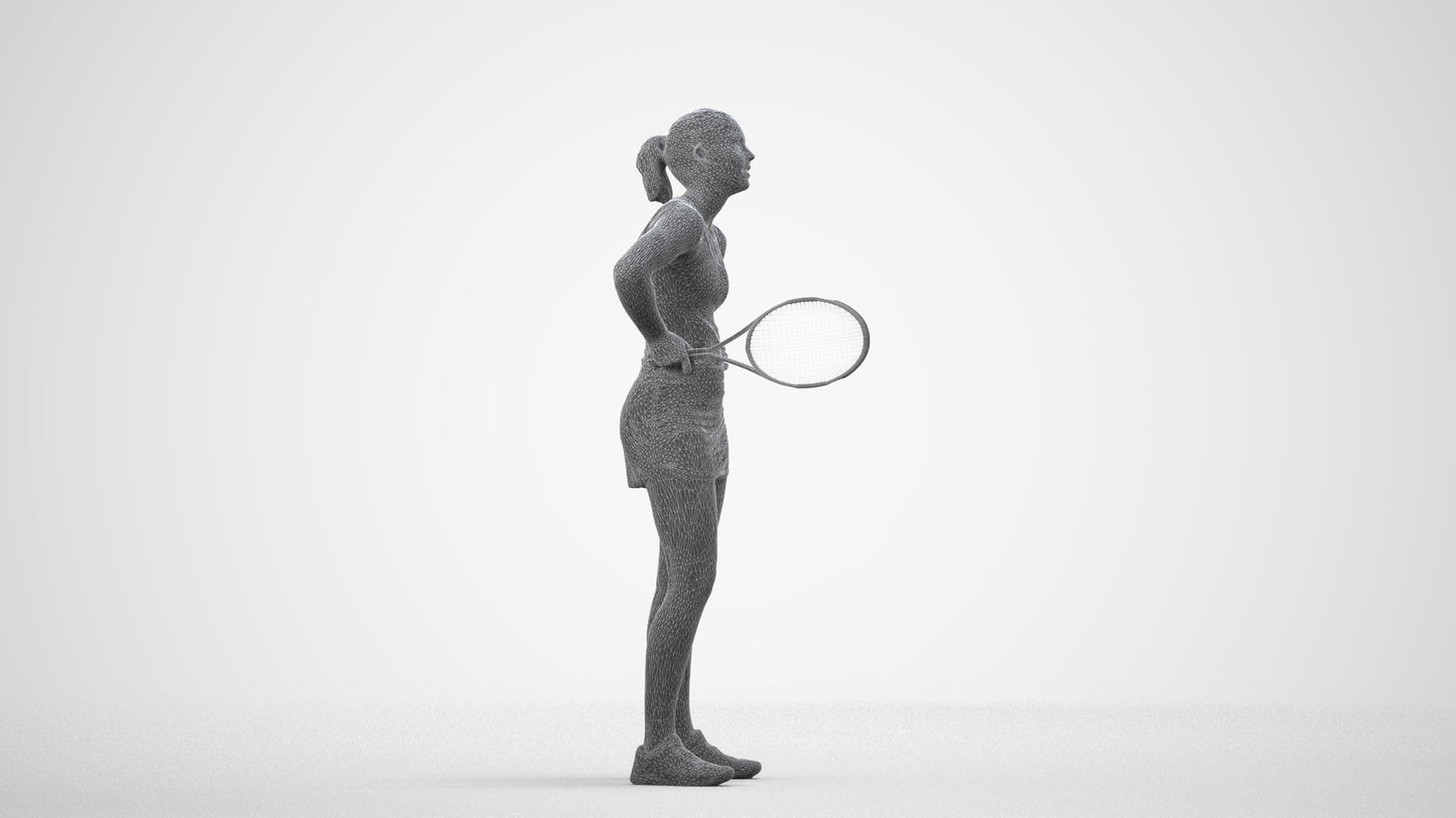 realistic 3D girl sport, scanned archviz people for Blender and 3ds Max, wireframe side view