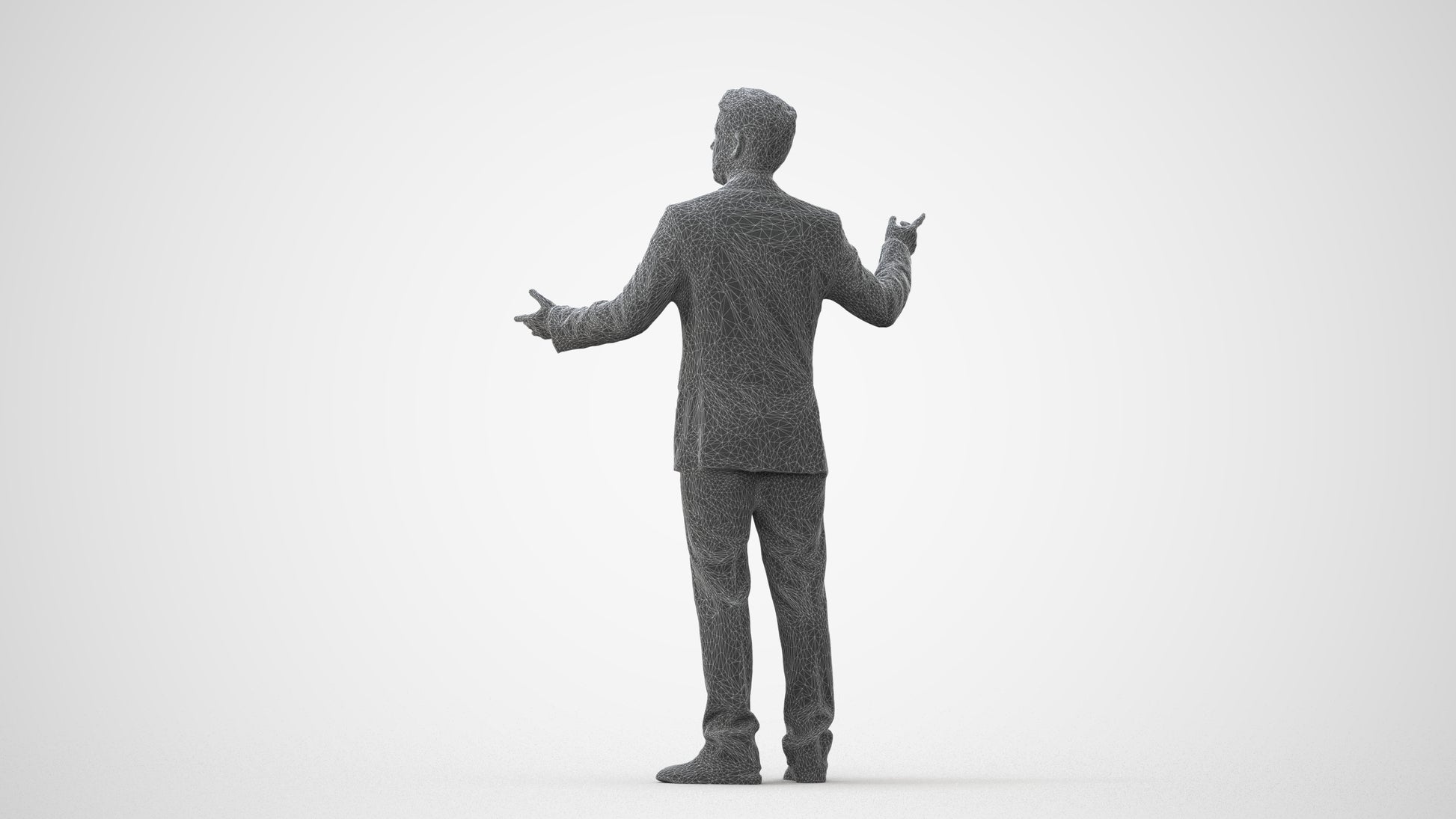 3D human model man business, photogrammetry scanned person for archviz, square thumbnail