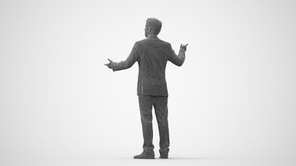 3D human model man business, photogrammetry scanned person for archviz, square thumbnail