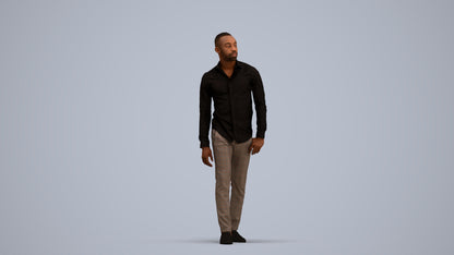photogrammetry 3D man business walking, realistic human model archviz FBX, standing pose render