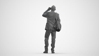 3D people model senior man casual standing, scanned human for 3ds Max rendering, wireframe front view