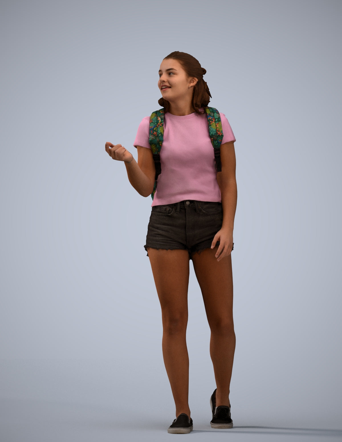 3D scanned girl standing casual, photorealistic archviz people for Enscape and SketchUp