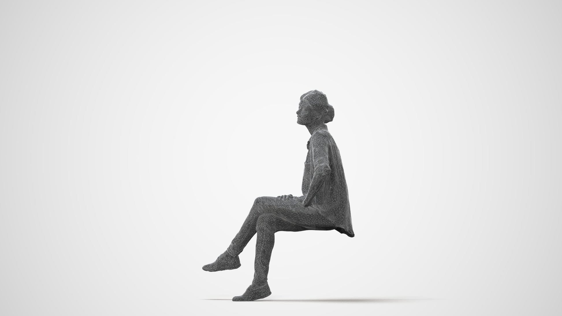 3D scanned woman sitting casual, photorealistic archviz people for Enscape and SketchUp, square thumbnail