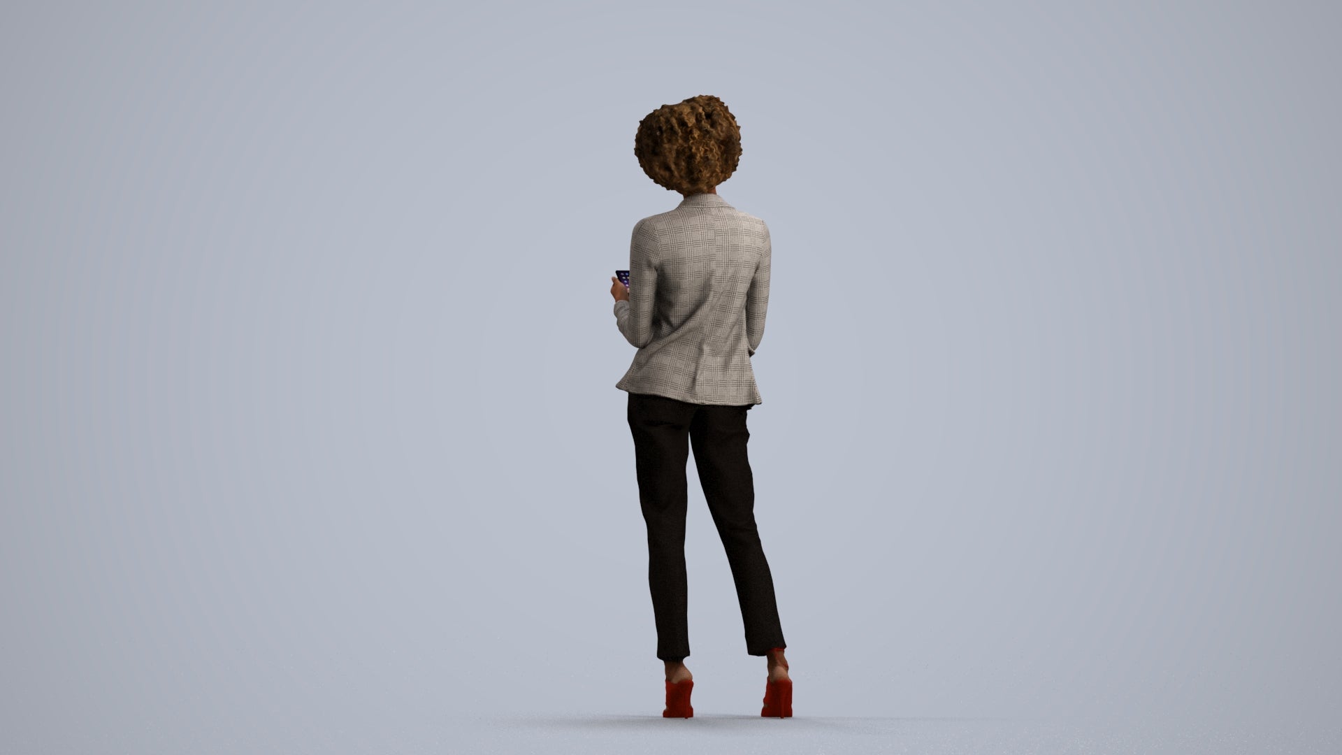 3D people model woman business standing, scanned human for 3ds Max rendering, front view render