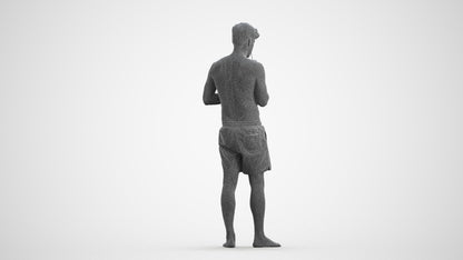 realistic 3D man sport pool, scanned archviz people for Blender and 3ds Max, wireframe front view