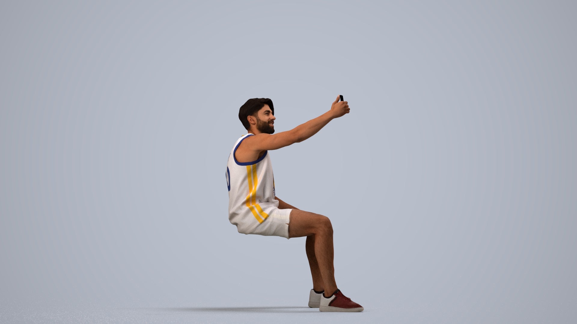 3D people model man sport, scanned human for 3ds Max rendering, side view render