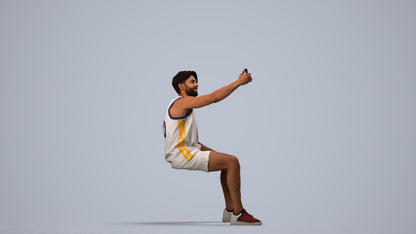 3D people model man sport, scanned human for 3ds Max rendering, side view render