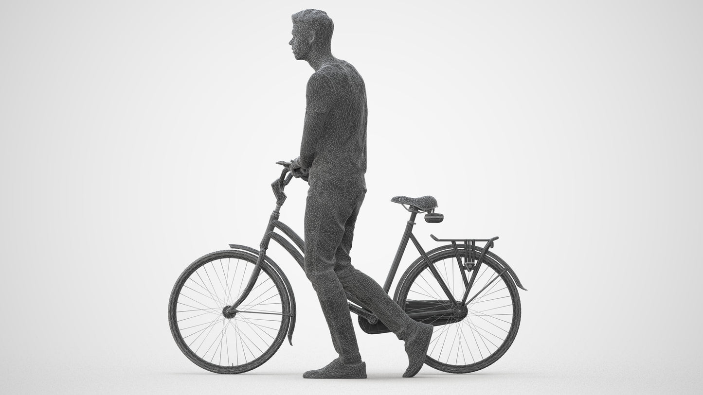 realistic 3D people man casual cycling, render-ready for V-Ray and Corona, FBX OBJ, square thumbnail