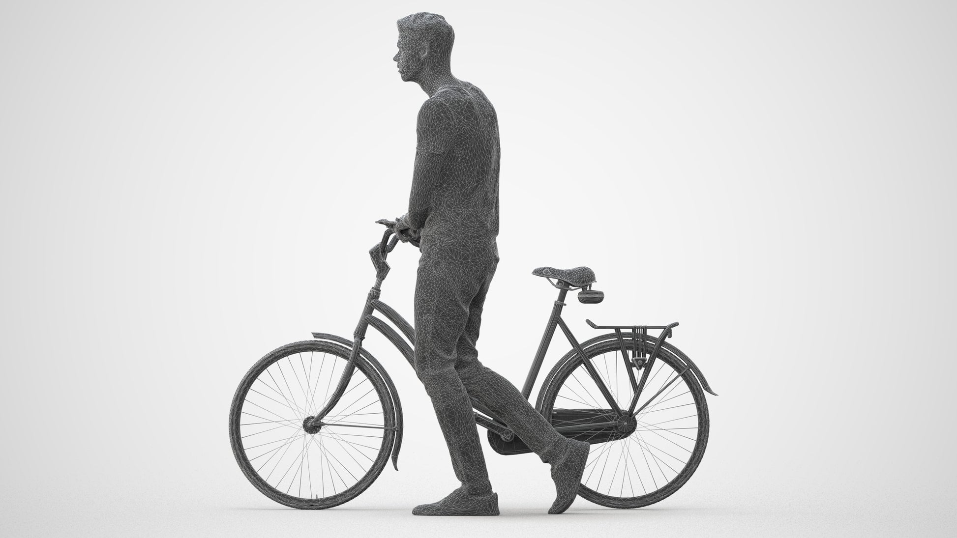 realistic 3D people man casual cycling, render-ready for V-Ray and Corona, FBX OBJ, square thumbnail