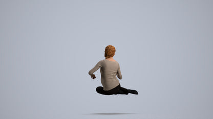 photogrammetry 3D woman casual sitting, realistic human model archviz FBX, front view render