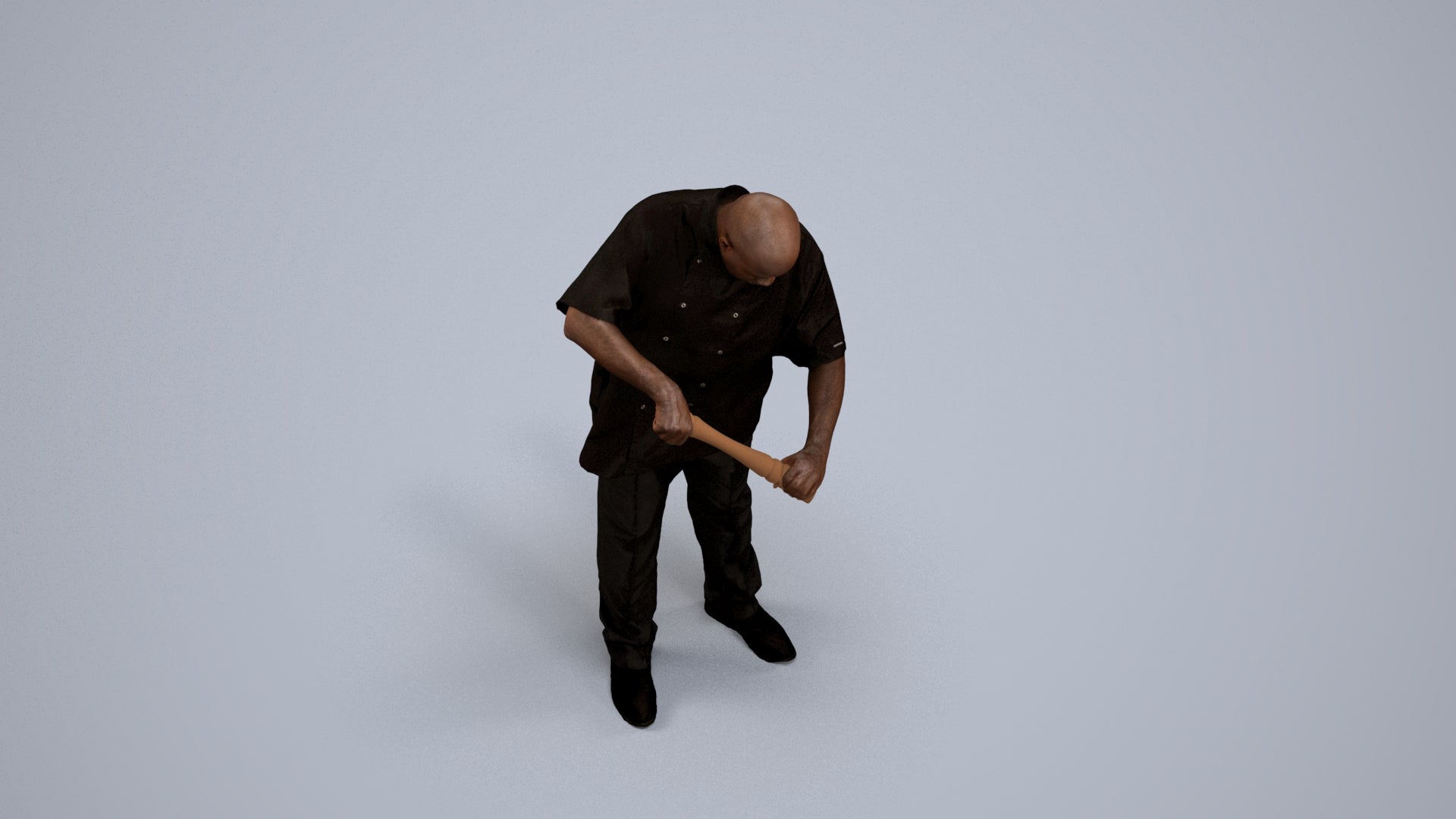 photogrammetry 3D man hospitality, realistic human model archviz FBX, back view render