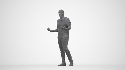 photogrammetry 3D man casual standing, realistic human model archviz FBX, wireframe back view