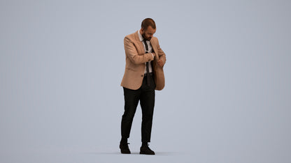 realistic 3D human man business walking, archviz people FBX OBJ for Blender, standing pose render