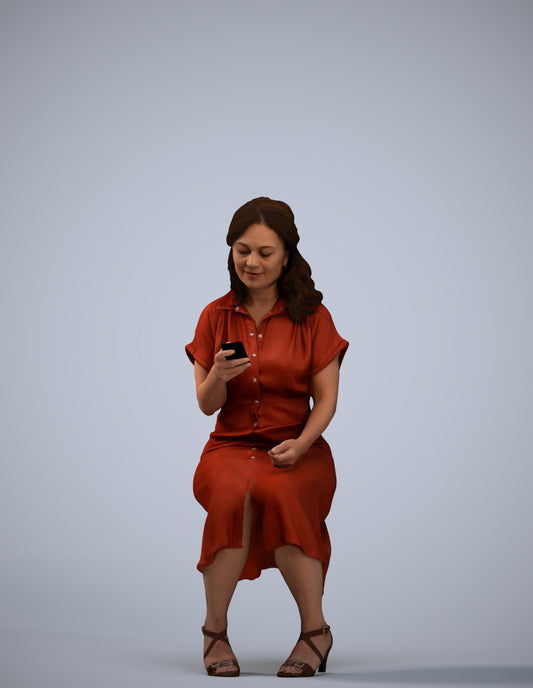 realistic 3D people woman casual sitting, render-ready for V-Ray and Corona, FBX OBJ