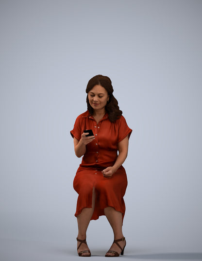 realistic 3D people woman casual sitting, render-ready for V-Ray and Corona, FBX OBJ