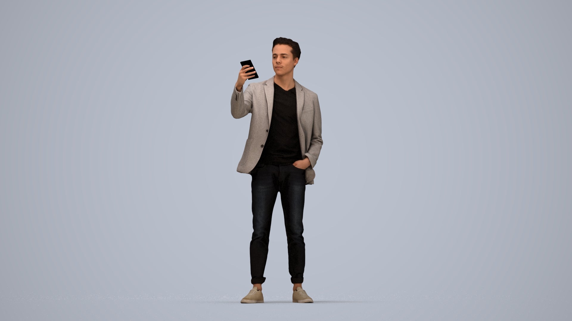 realistic 3D people man business standing, render-ready for V-Ray and Corona, FBX OBJ, top-down view render