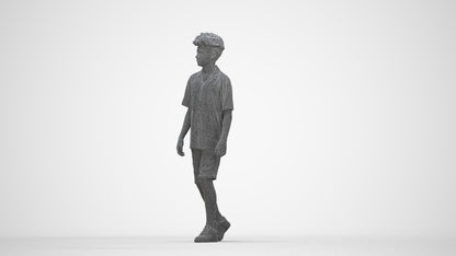 realistic 3D boy casual kids, scanned archviz people for Blender and 3ds Max, wireframe back view