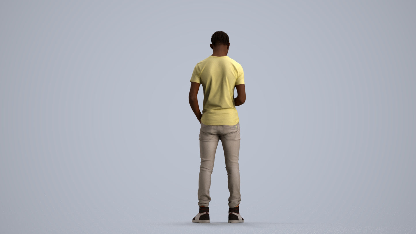 3D people model boy casual kids, scanned human for 3ds Max rendering, front view render