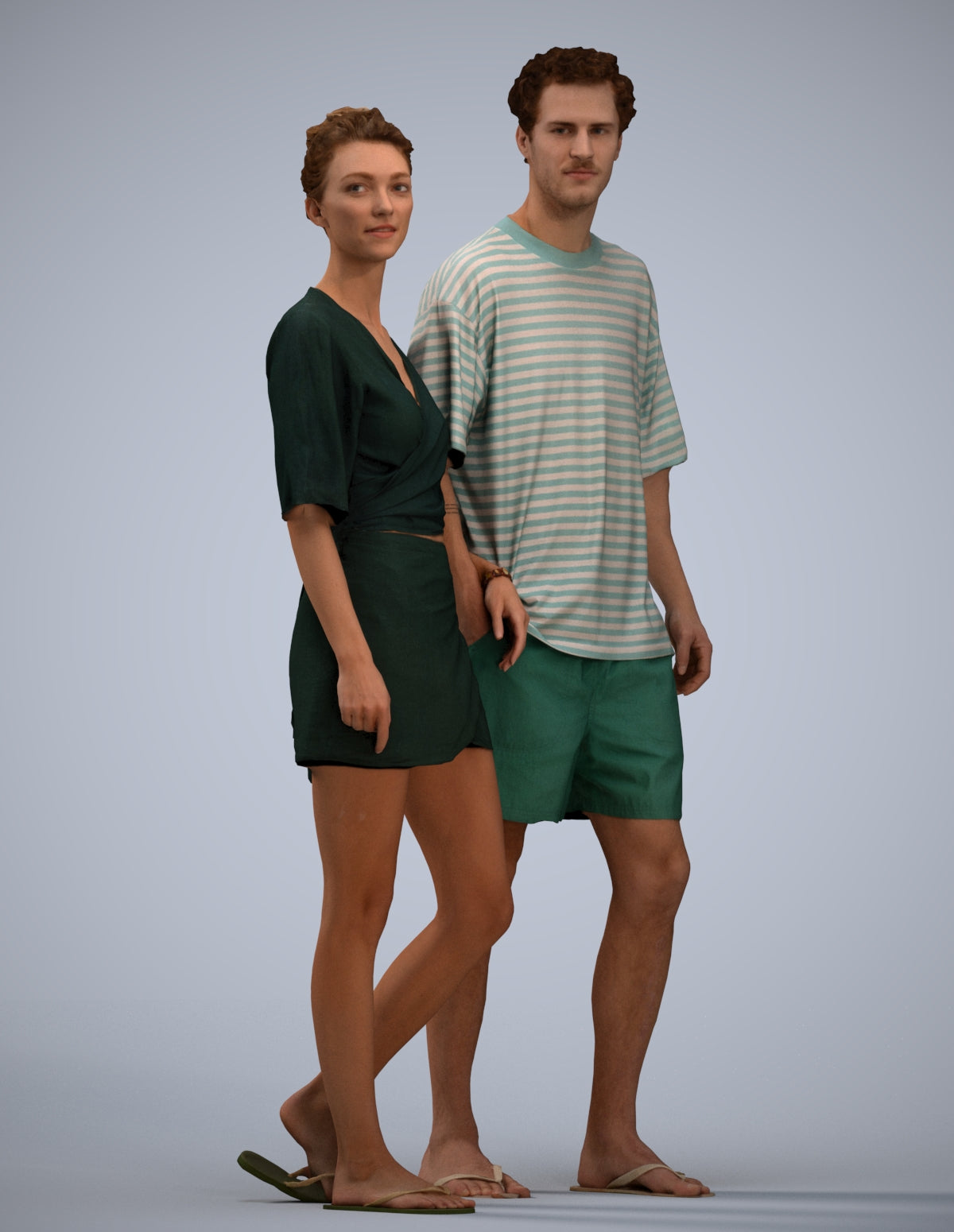realistic 3D human woman casual couple, archviz people FBX OBJ for Blender