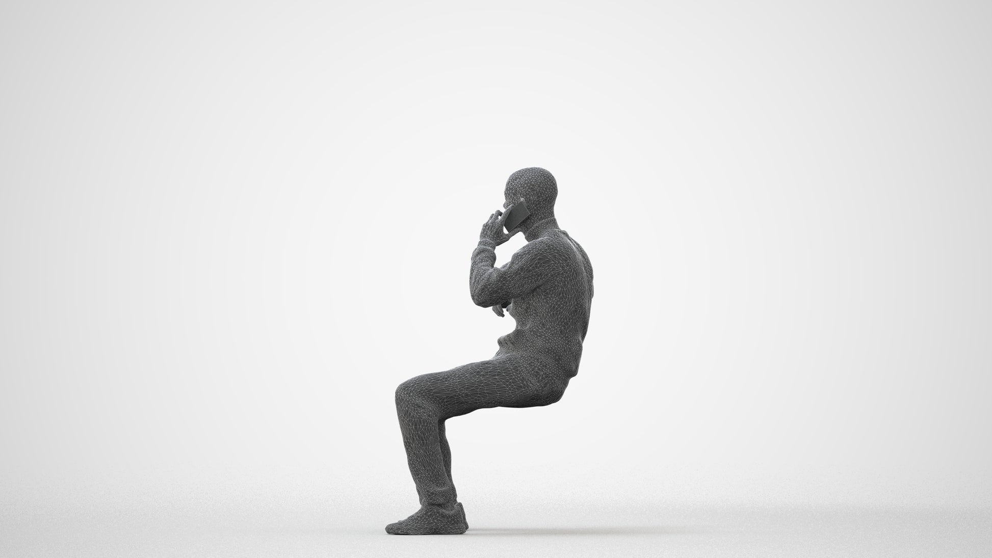 3D human model man sitting, photogrammetry scanned person for archviz, square thumbnail