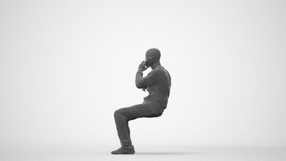 3D human model man sitting, photogrammetry scanned person for archviz, square thumbnail