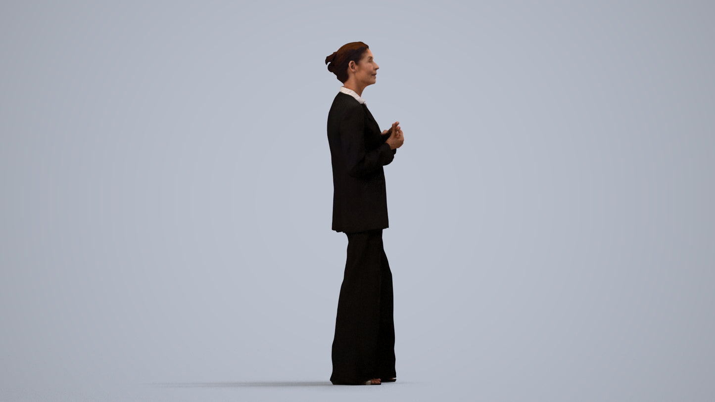 realistic 3D people senior woman business, render-ready for V-Ray and Corona, FBX OBJ, side view render