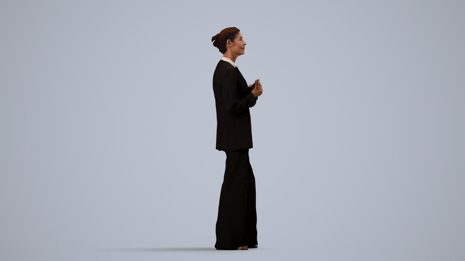 realistic 3D people senior woman business, render-ready for V-Ray and Corona, FBX OBJ, side view render