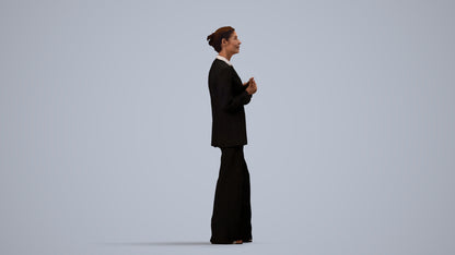 realistic 3D people senior woman business, render-ready for V-Ray and Corona, FBX OBJ, side view render