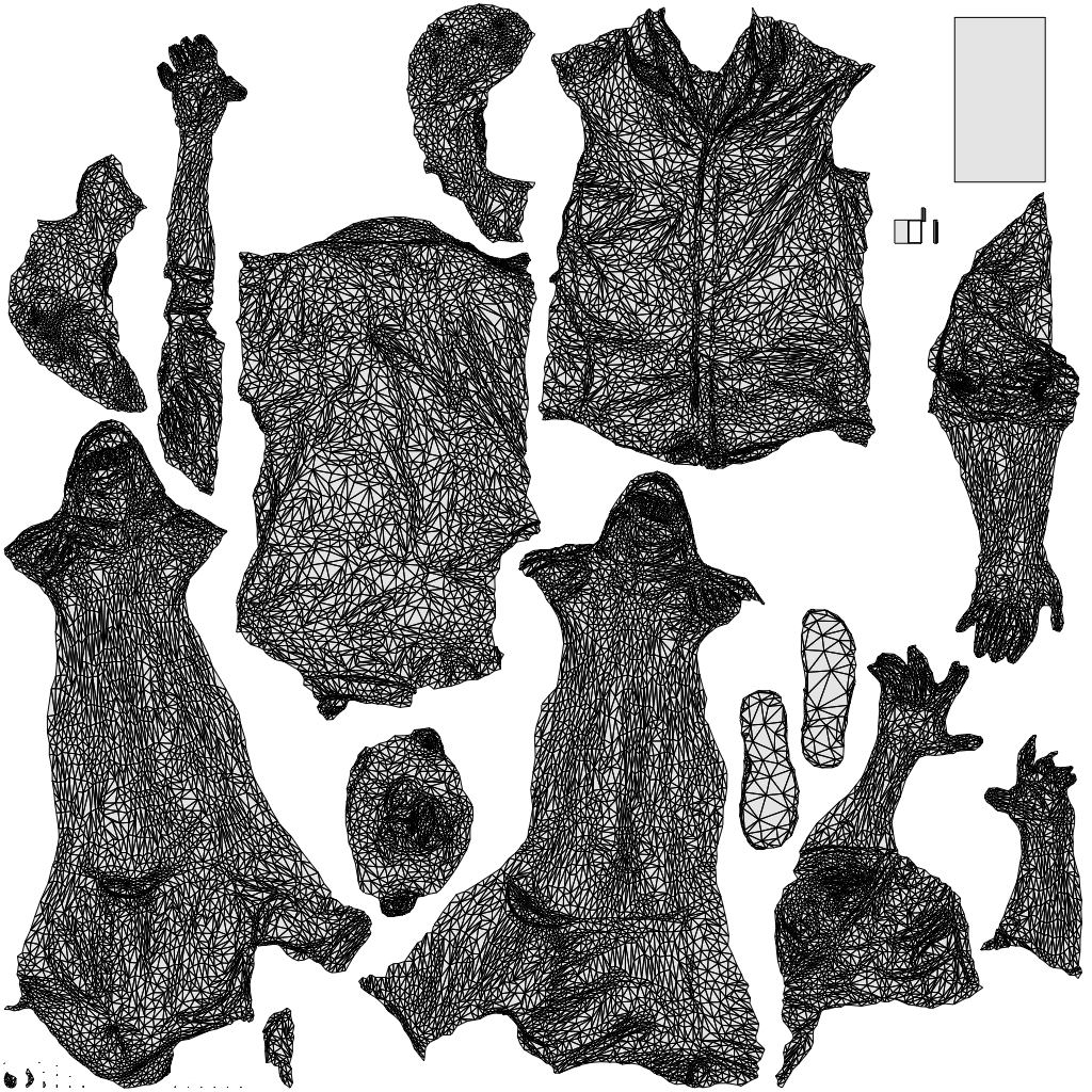 scanned 3D man casual standing, photogrammetry people for Enscape and V-Ray, wireframe top-down view