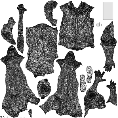 scanned 3D man casual standing, photogrammetry people for Enscape and V-Ray, wireframe top-down view