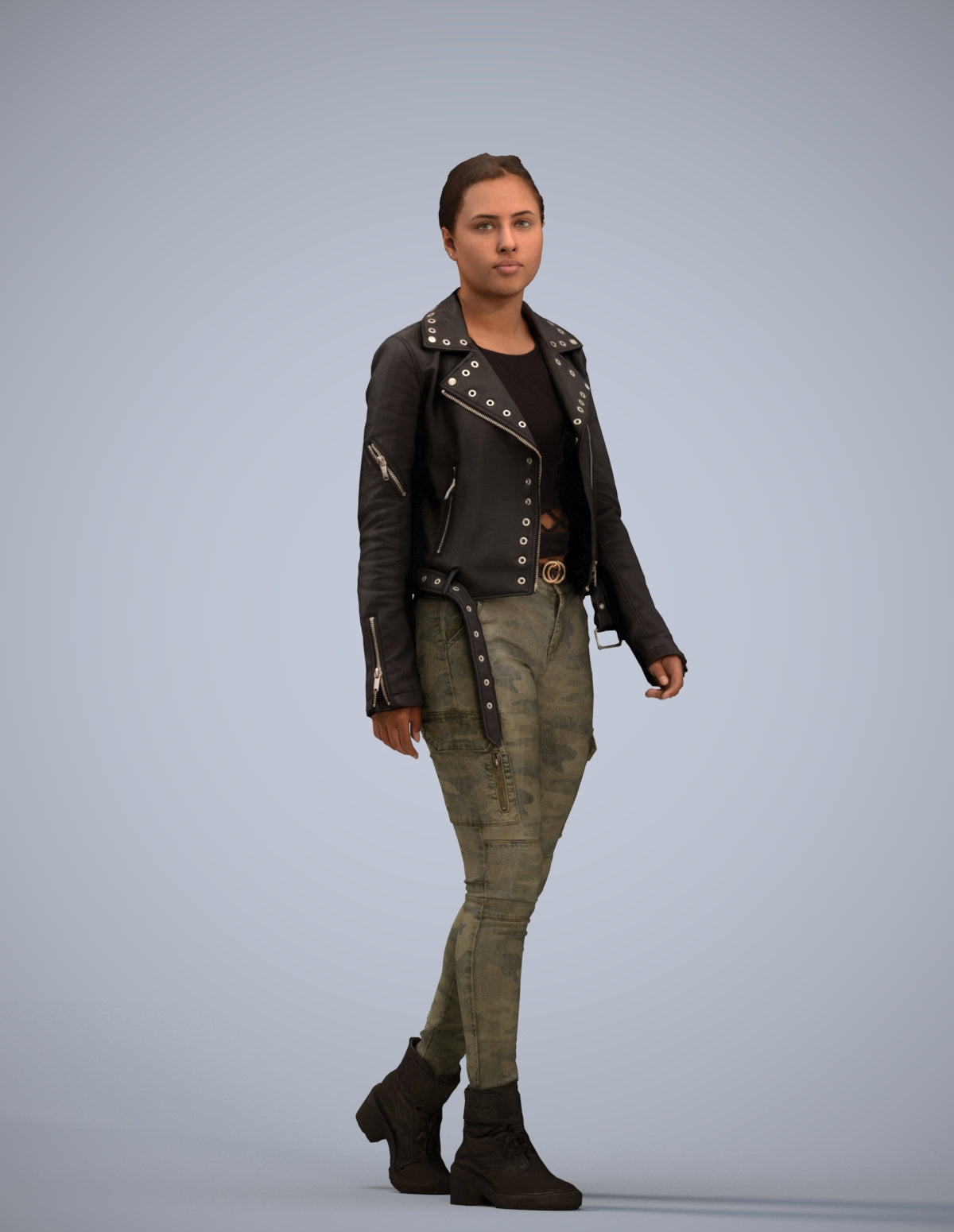 3D people model woman casual walking, scanned human for 3ds Max rendering