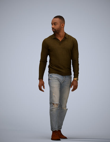 photogrammetry 3D man casual walking, realistic human model archviz FBX