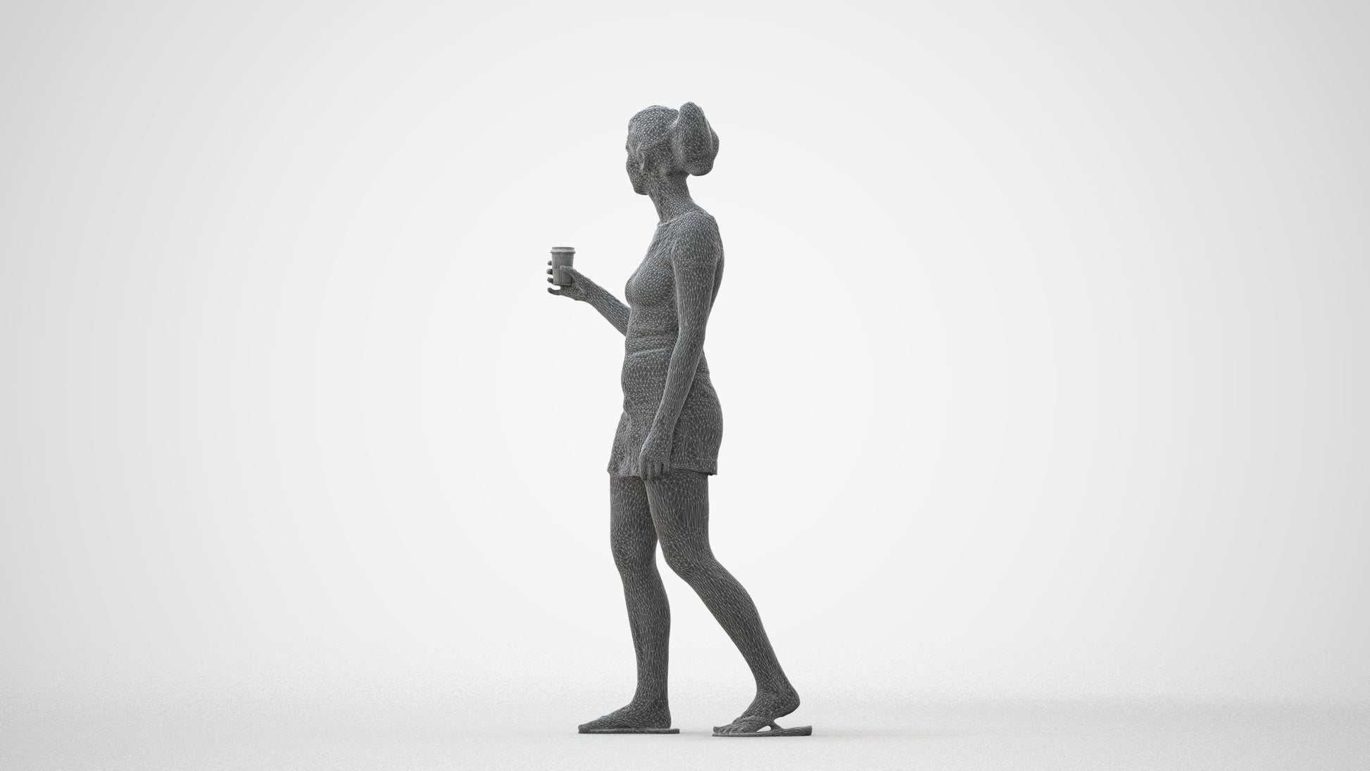 realistic 3D woman casual walking, scanned archviz people for Blender and 3ds Max, square thumbnail