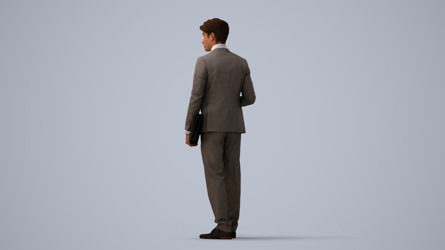 realistic 3D people man business, render-ready for V-Ray and Corona, FBX OBJ, three-quarter view render