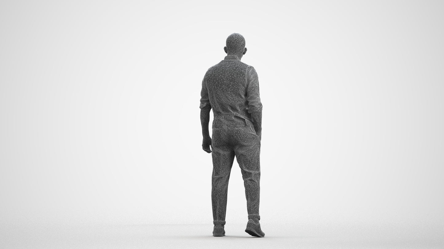 scanned 3D man business, photogrammetry people for Enscape and V-Ray, wireframe front view