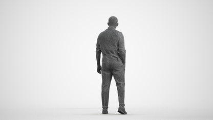 scanned 3D man business, photogrammetry people for Enscape and V-Ray, wireframe front view