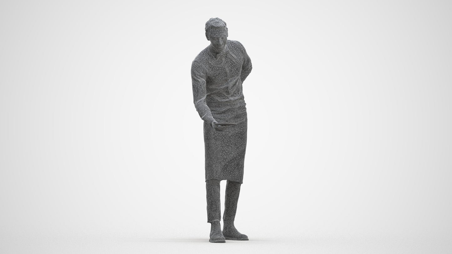 3D people model man hospitality, scanned human for 3ds Max rendering, three-quarter front view render