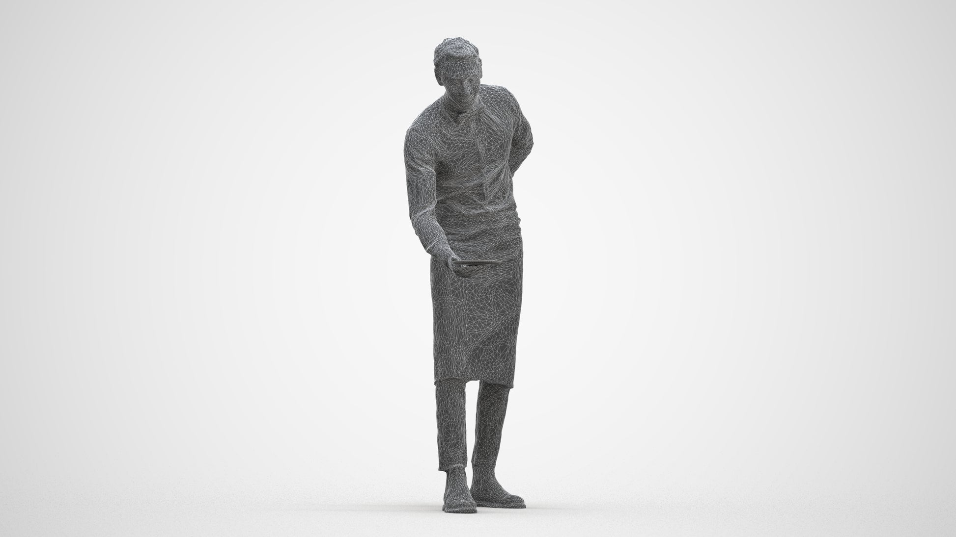 3D people model man hospitality, scanned human for 3ds Max rendering, three-quarter front view render