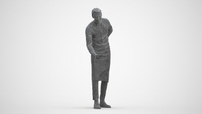 3D people model man hospitality, scanned human for 3ds Max rendering, three-quarter front view render