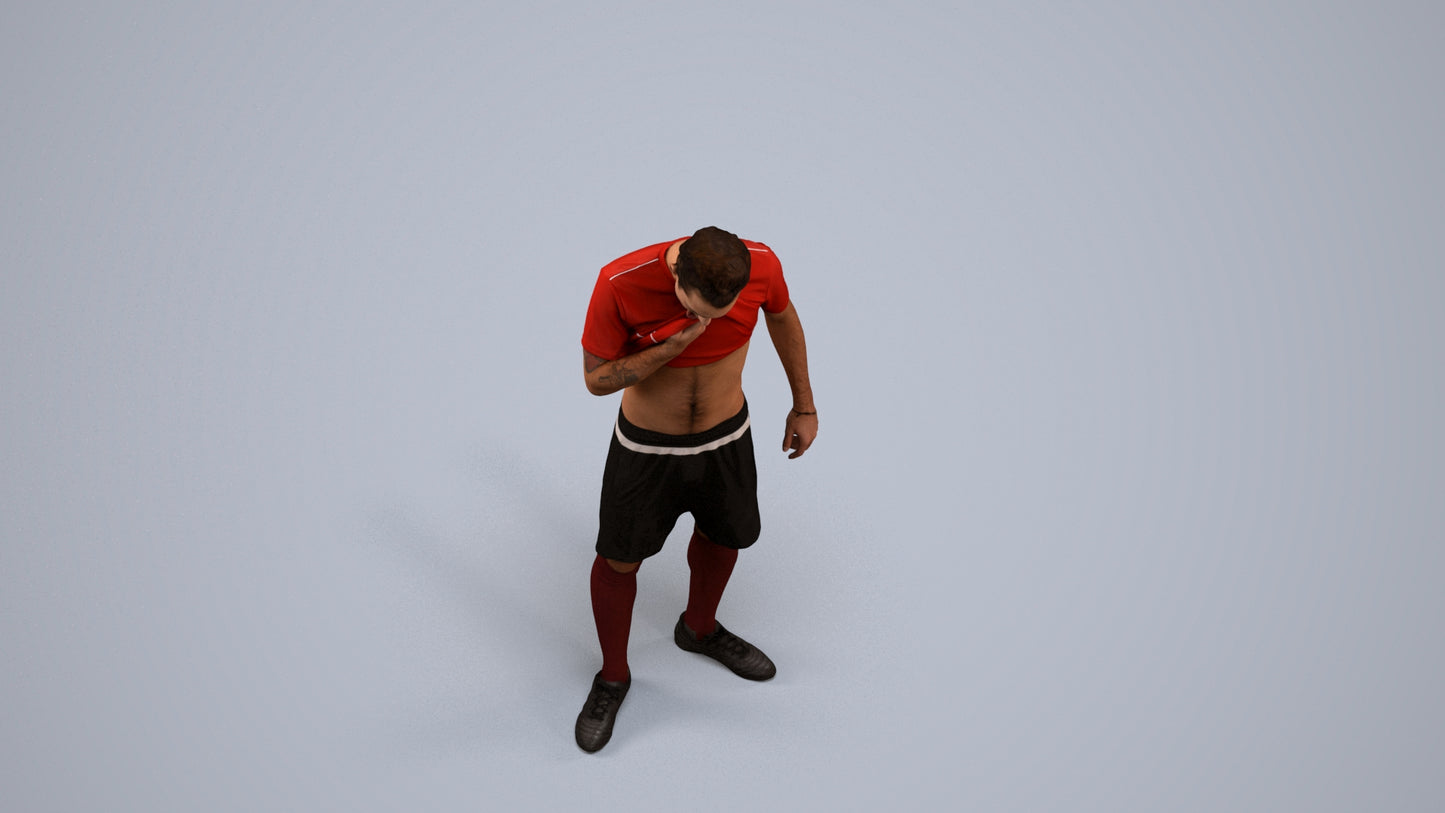 3D human model man sport, photogrammetry scanned person for archviz, back view render